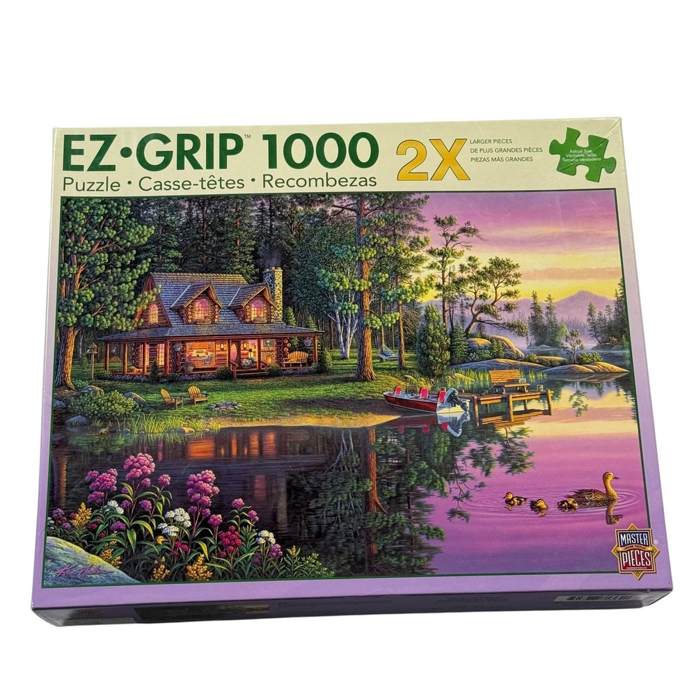 MasterPieces EZ-Grip 1000 Lakeside Retreat Kim Norlien Puzzle 71362 UNCOUNTED